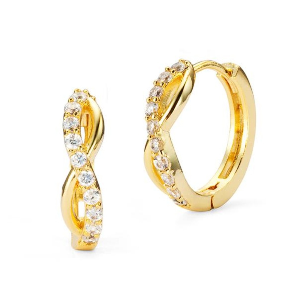 14k Gold Infinity Cubic Zirconia Hoop Earrings
